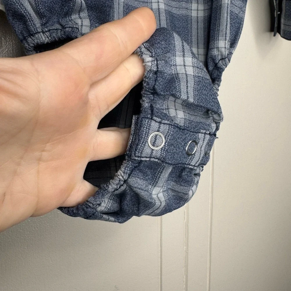 Baby Plaid Long-Sleeve One-Piece Bodysuit - Blue